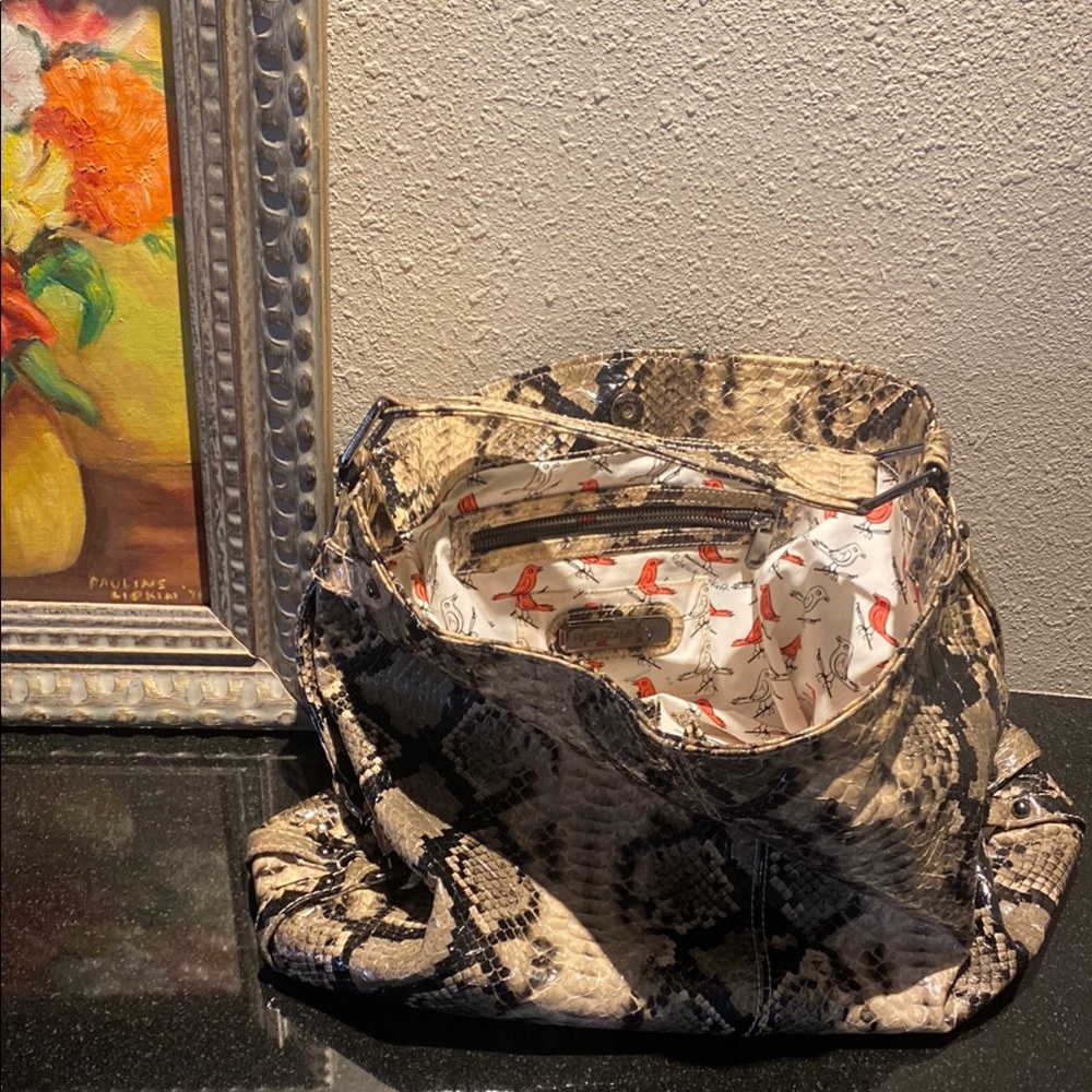 Rebecca Minkoff Snake-Print Hobo Bag in Beige, Black and Gray - Picture 3 of 12
